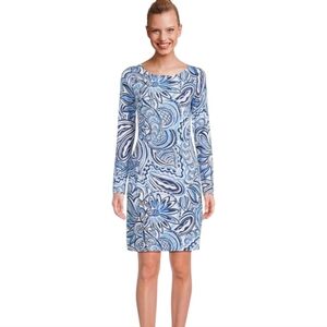 NWT Lilly Pulitzer Maddox Straight Dress UPF 50+ | Size L | Blue Mosaic